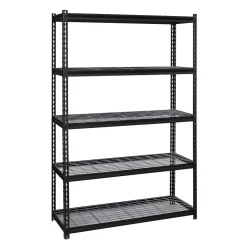 Iron Horse 2300 lb. Wire Rivet Series 5-Shelf Metal/Wire Deck Shelving Unit, 48"W, Black (22131)