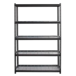 Iron Horse 2300 lb. Wire Rivet Series 5-Shelf Metal/Wire Deck Shelving Unit, 48"W, Black (22131)