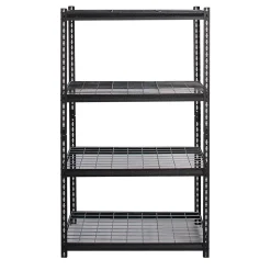 Iron Horse 2300 lb. Wire Rivet Series 4-Shelf Metal/Wire Deck Shelving Unit, 36"W, Black (22129)