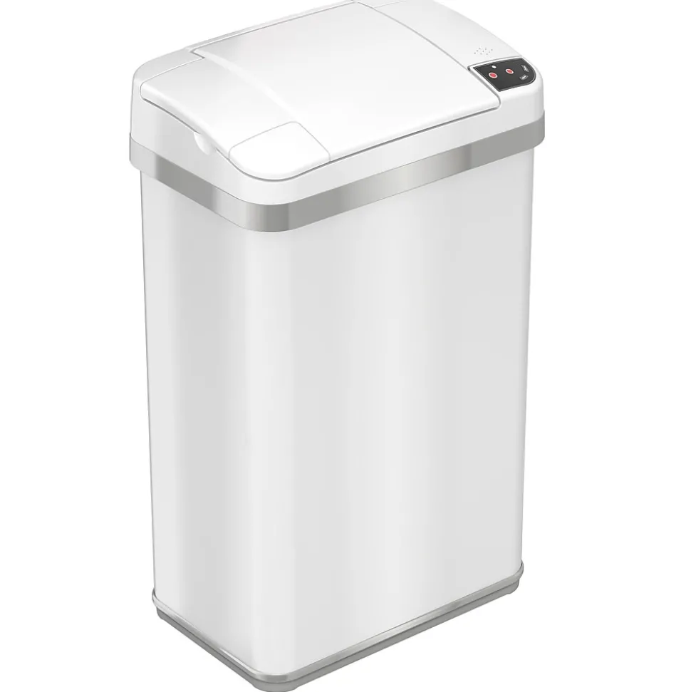 iTouchless Automatic Touchless Sensor Trash Can with Odor Filter and Fragrance – 4 Gallon - White