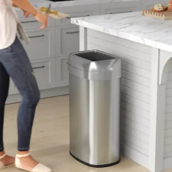 iTouchless Dual-Deodorizer Stainless Steel Trash Can, 16 gal., Brushed Steel (OL16STV)