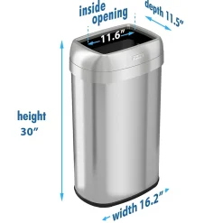 iTouchless Dual-Deodorizer Stainless Steel Trash Can, 16 gal., Brushed Steel (OL16STV)