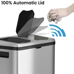 iTouchless Halo Dual Compartment Stainless Steel Sensor Recycle Bin and Trash Can, 16 Gallon (RT16SS)