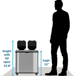 iTouchless Halo Dual Compartment Stainless Steel Sensor Recycle Bin and Trash Can, 16 Gallon (RT16SS)