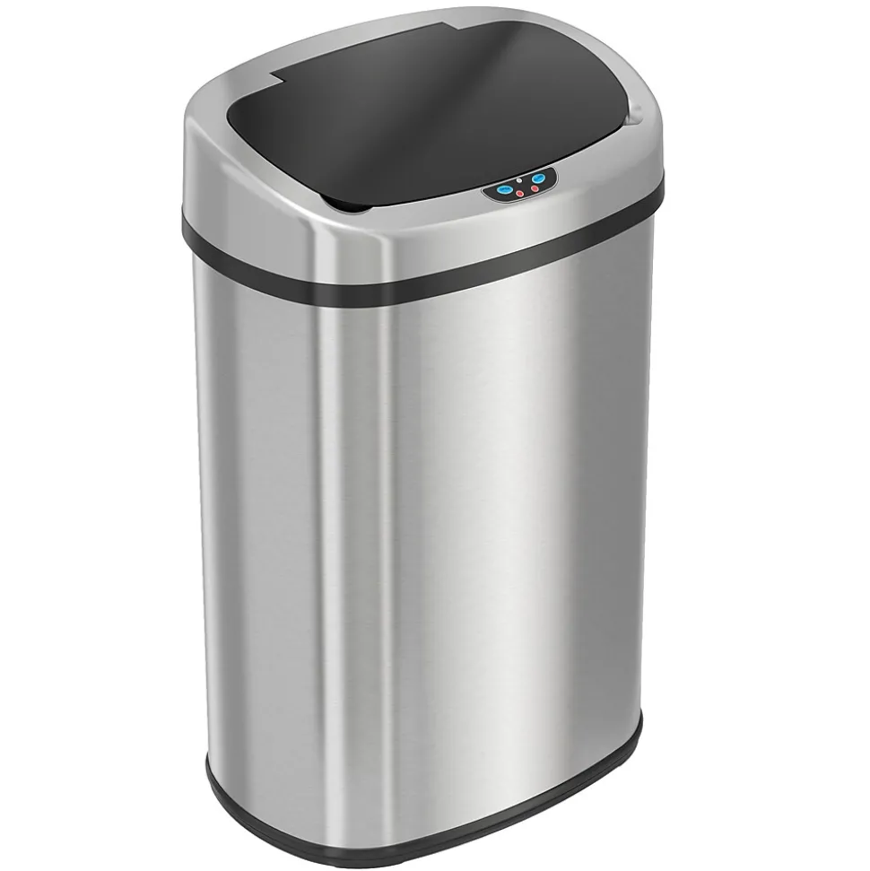 iTouchless SensorCan Stainless Steel Sensor Trash Can with AbsorbX Odor Control System, Silver, 13 gal. (ITOS13B)