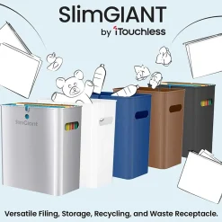 iTouchless SlimGiant Polypropylene Trash Can with no Lid, Toffee Brown, 4.2 gal., 6/Pack (SG105Nx6)