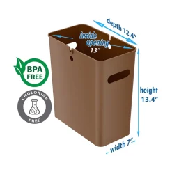 iTouchless SlimGiant Polypropylene Trash Can with no Lid, Toffee Brown, 4.2 gal., 6/Pack (SG105Nx6)