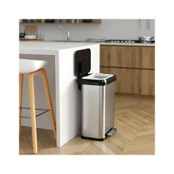 iTouchless SoftStep EXP Stainless Steel Step Trash Can, 13.2-Gallon, Silver/Black (PP13RSB)