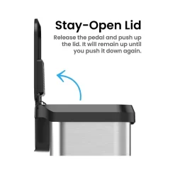 iTouchless SoftStep EXP Stainless Steel Step Trash Can, 13.2-Gallon, Silver/Black (PP13RSB)