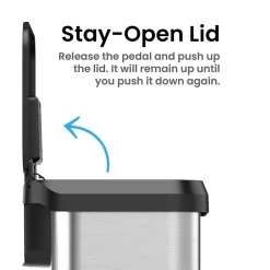 iTouchless SoftStep EXP Stainless Steel Step Trash Can with Plastic Lid, 20 Gallon, Silver/Black (PP20RSB)