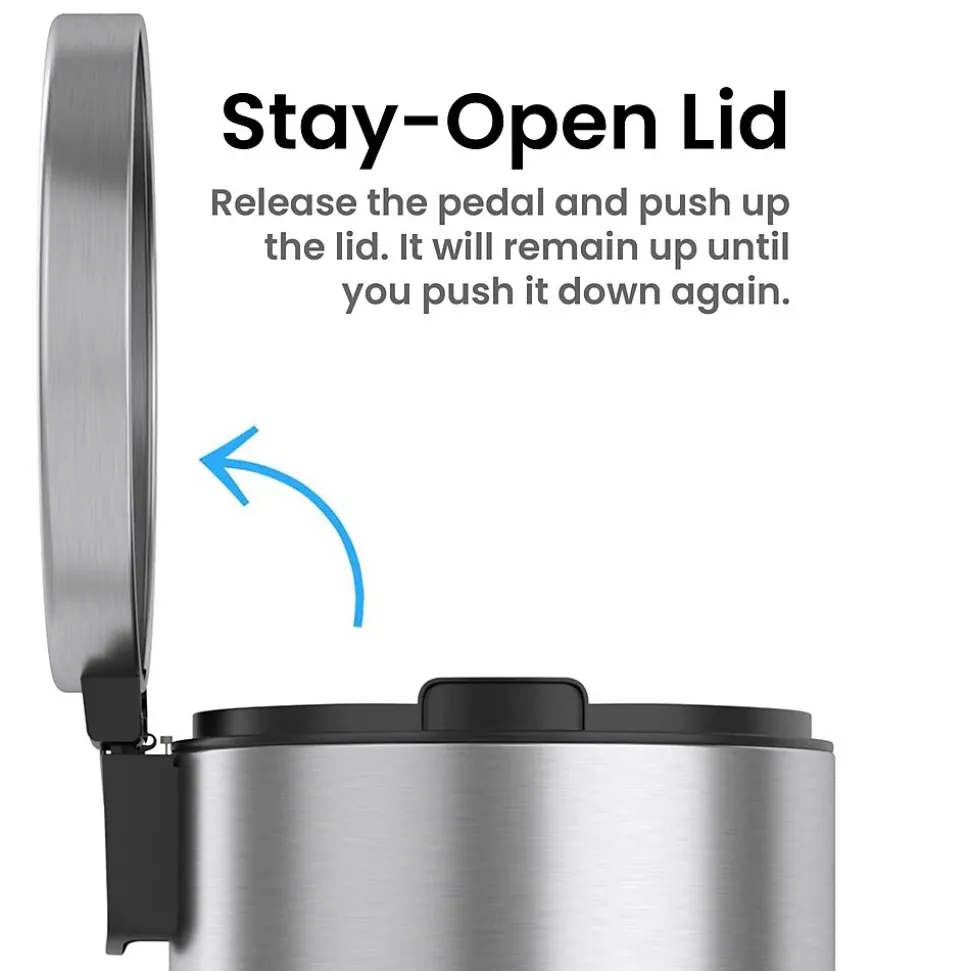 iTouchless SoftStep Round Stainless Steel Step Trash Can with Hinged Lid, 3.17 Gallon (IP03RSS)