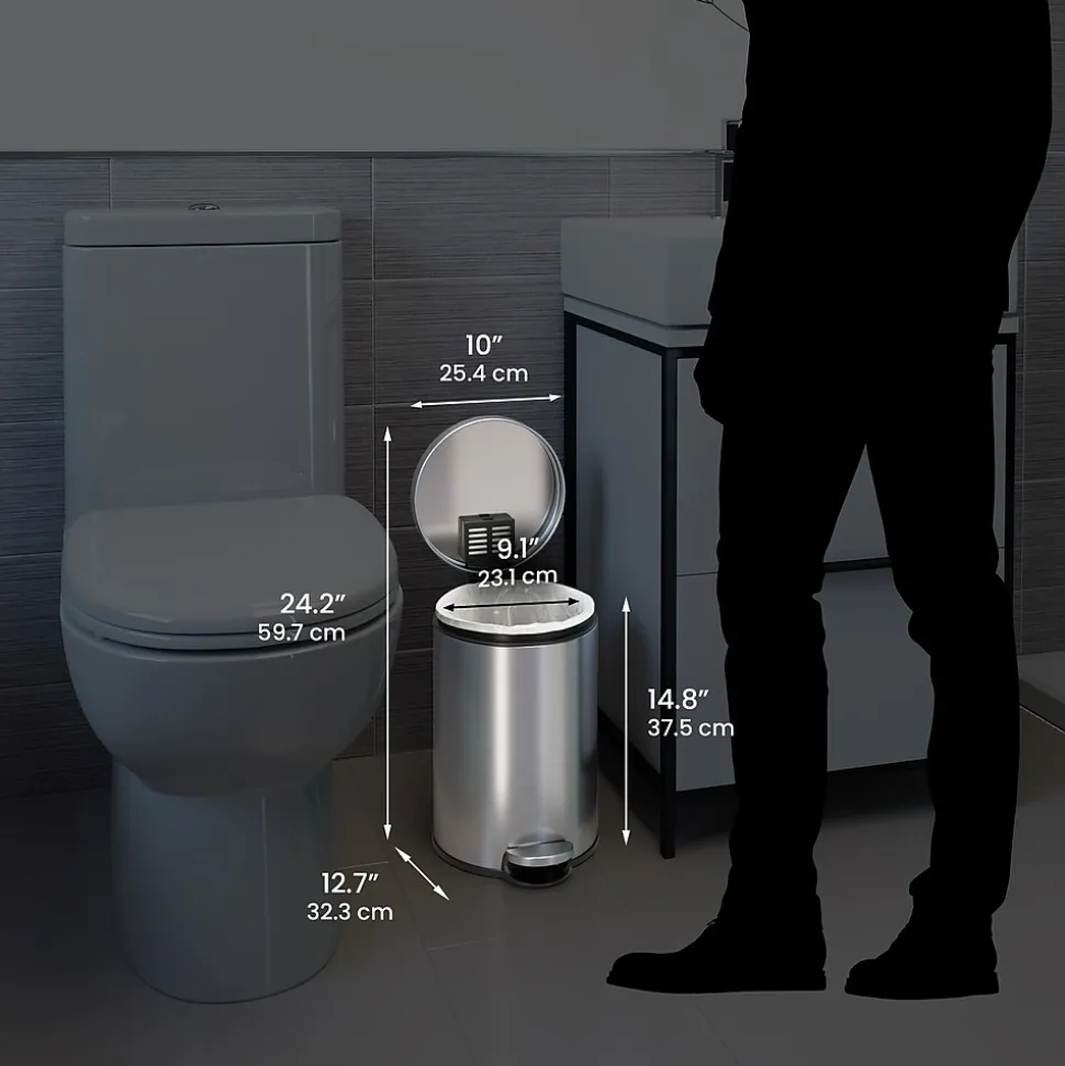 iTouchless SoftStep Round Stainless Steel Step Trash Can with Hinged Lid, 3.17 Gallon (IP03RSS)