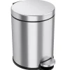 iTouchless SoftStep Round Stainless Steel Step Trash Can with Hinged Lid, 1.29 Gallon (IP01RSS)