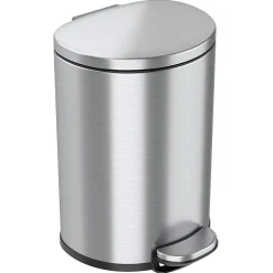 iTouchless SoftStep Semi-Round Stainless Steel Step Trash Can with Hinged Lid, 2.91 Gallon (IP03DSS)