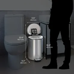 iTouchless SoftStep Semi-Round Stainless Steel Step Trash Can with Hinged Lid, 2.91 Gallon (IP03DSS)