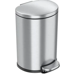 iTouchless SoftStep Semi-Round Stainless Steel Step Trash Can with Hinged Lid, 1.85 Gallon (IP02DSS)