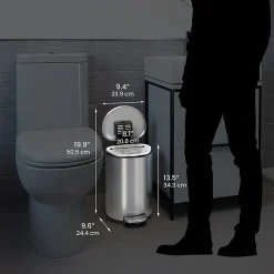 iTouchless SoftStep Semi-Round Stainless Steel Step Trash Can with Hinged Lid, 1.85 Gallon (IP02DSS)