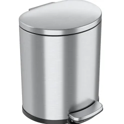 iTouchless SoftStep Semi-Round Stainless Steel Step Trash Can with Hinged Lid, 5.02 Gallon (IP05DSS)