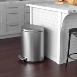 iTouchless SoftStep Semi-Round Stainless Steel Step Trash Can with Hinged Lid, 5.02 Gallon (IP05DSS)