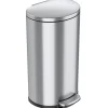 iTouchless SoftStep Semi-Round Stainless Steel Step Trash Can with Hinged Lid, 7.93 Gallon (IP08DSS)