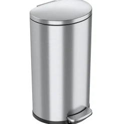 iTouchless SoftStep Semi-Round Stainless Steel Step Trash Can with Hinged Lid, 7.93 Gallon (IP08DSS)