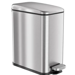 iTouchless SoftStep Slim Stainless Steel Step Trash Can with Hinged Lid, 1.29 Gallon (PS01RSS)