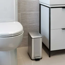 iTouchless SoftStep Slim Stainless Steel Step Trash Can with Hinged Lid, 1.29 Gallon (PS01RSS)