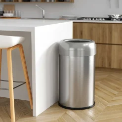 iTouchless Stainless Steel 13 Gallon Dual-Deodorizer Round Open Top Trash Can