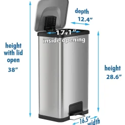 iTouchless Stainless Steel Step Trash Can, Silver, 18 gal. (PC18SN)