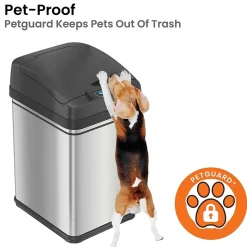 iTouchless Stainless Steel Sensor Trash Can with Locking Lid and AbsorbX Odor Control, Silver, 8 gal. (DZT08PL)