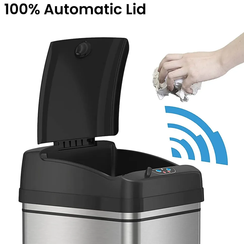 iTouchless Stainless Steel Sensor Trash Can with Locking Lid and AbsorbX Odor Control, Silver, 8 gal. (DZT08PL)