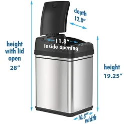 iTouchless Stainless Steel Sensor Trash Can with Locking Lid and AbsorbX Odor Control, Silver, 8 gal. (DZT08PL)