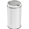 iTouchless Stainless Steel Round Sensor Trash Can with AbsorbX Odor Control System, White, 8 Gal. (MT08RW)