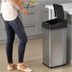 iTouchless Stainless Steel Sensor Trash Can, 13 Gallon, Silver (DZT13)