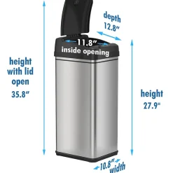 iTouchless Stainless Steel Sensor Trash Can, 13 Gallon, Silver (DZT13)