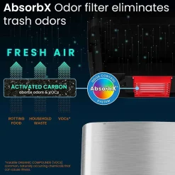 iTouchless Stainless Steel Sliding Lid Sensor Trash Can with AbsorbX Odor Control System, 14 Gal., Silver(IT14SC)