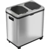 iTouchless Stainless Steel Rectangular Sensor Trash Can and Recycle Bin, 16 Gal., Silver (IT16RES)