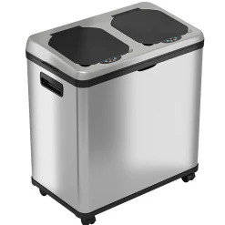 iTouchless Stainless Steel Rectangular Sensor Trash Can and Recycle Bin, 16 Gal., Silver (IT16RES)