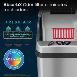 iTouchless Stainless Steel Sensor Trash Can Platinum Edition with AbsorbX Odor Control System, 13 Gal., Silver (IT13RX)