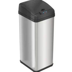 iTouchless Stainless Steel Sensor Trash Can with Wide Lid Opening and AbsorbX Odor Control System, 13 Gal., Silver (IT13MX)