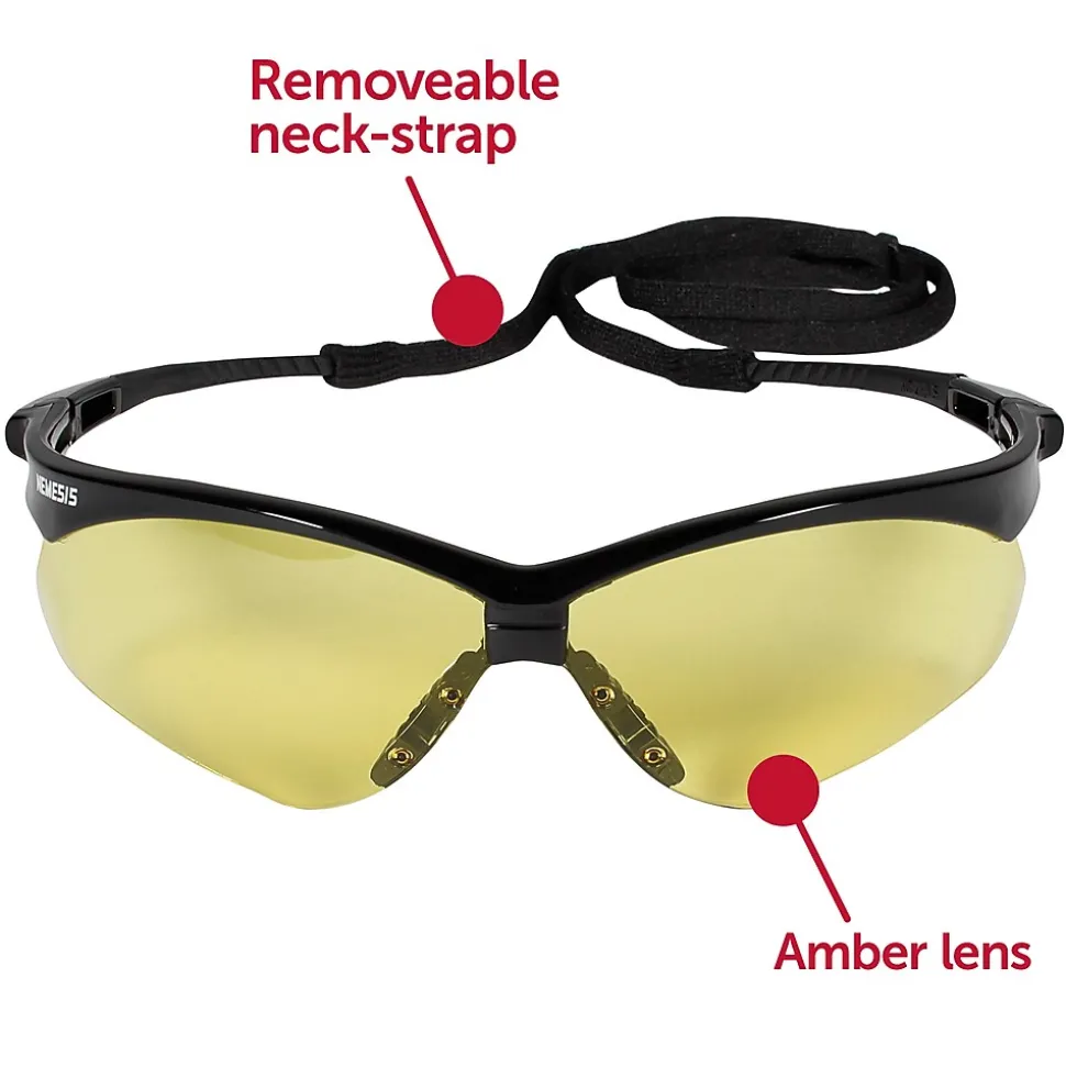 Jackson® Nemesis Safety Glasses, Polycarbonate, Amber, Black