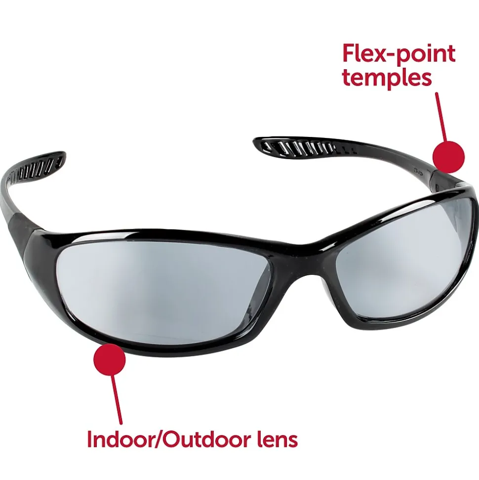 Jackson Safety® Glasses, V40 HellRaiser®, Indoor/Outdoor Lens, Black Frame