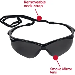 Jackson Safety Nemesis Polycarbonate Safety Glasses, Smoke Mirror Lens (25688)
