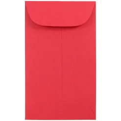 JAM Paper #3 Coin Business Colored Envelopes, 2.5 x 4.25, Red Recycled, 25/Pack (356730541)