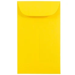 JAM Paper #6 Coin Business Colored Envelopes, 3.375 x 6, Yellow Recycled, 50/Pack (356730557i)