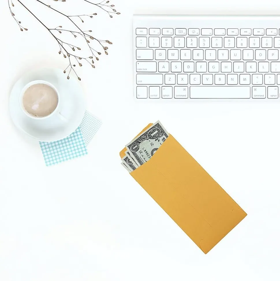 JAM Paper #7 Kraft Coin Envelope, 3 1/2" x 6 1/2", Brown Kraft, 1000/Carton (95125B)