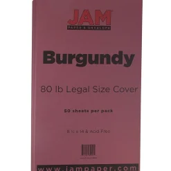 JAM Paper 80 lb. Cardstock Paper, 8.5" x 14", Burgundy, 50 Sheets/Pack (64429495)