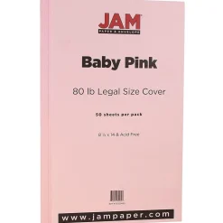 JAM Paper 80 lb. Cardstock Paper, 8.5" x 14", Baby Pink, 50 Sheets/Pack (76329459)
