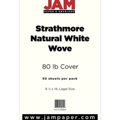 JAM Paper 80 lb. Cardstock Paper, 8.5" x 14", Natural White, 50 Sheets/Pack (17428899)