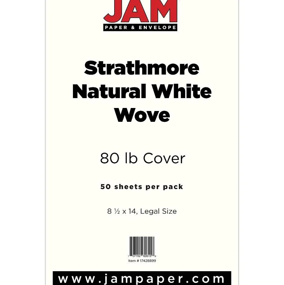 JAM Paper 80 lb. Cardstock Paper, 8.5" x 14", Natural White, 50 Sheets/Pack (17428899)
